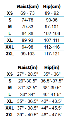 2025 Quiksilver Mens Boardshorts  Size Chart